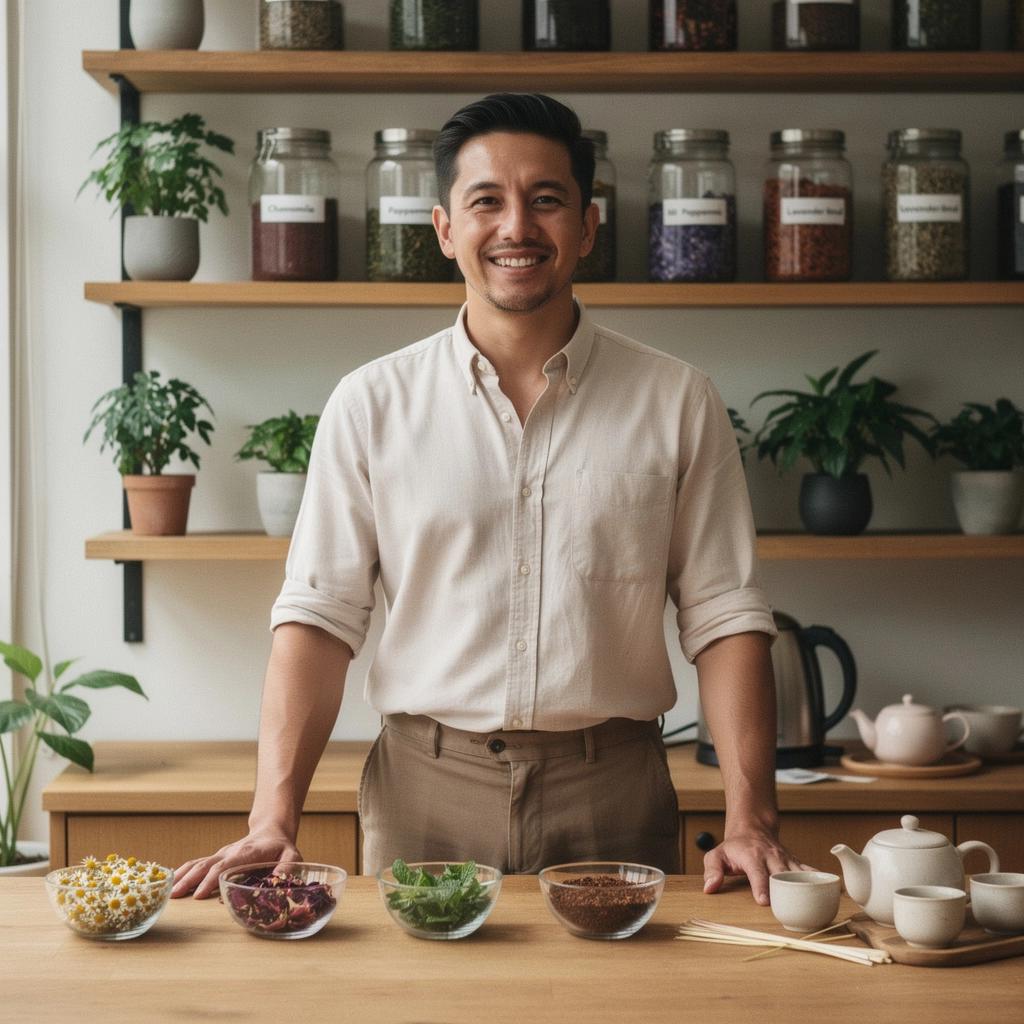 Zelený čaj s bylinkami na upokojenie a relaxáciu.