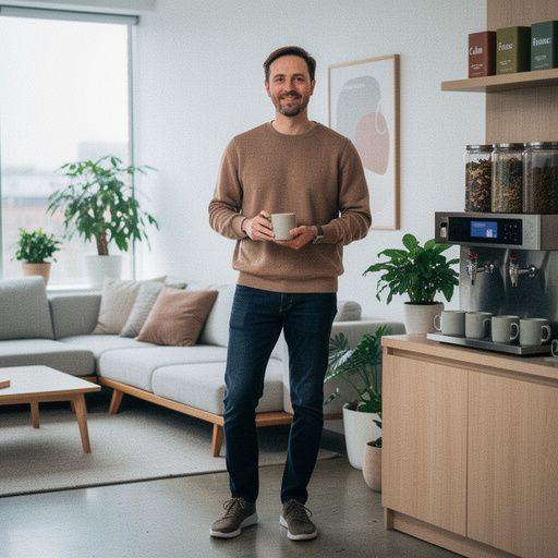 Ručne zbierané bylinky usporiadané na bielom tanieri vedľa šálky čaju.